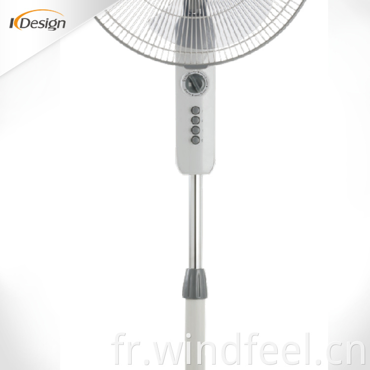 Ventilateur de piédestal en plastique personnalisé 16 pouces 3 vitesses 110v 220v stand ventilateur nouveau design acier bonne marque sans bruit